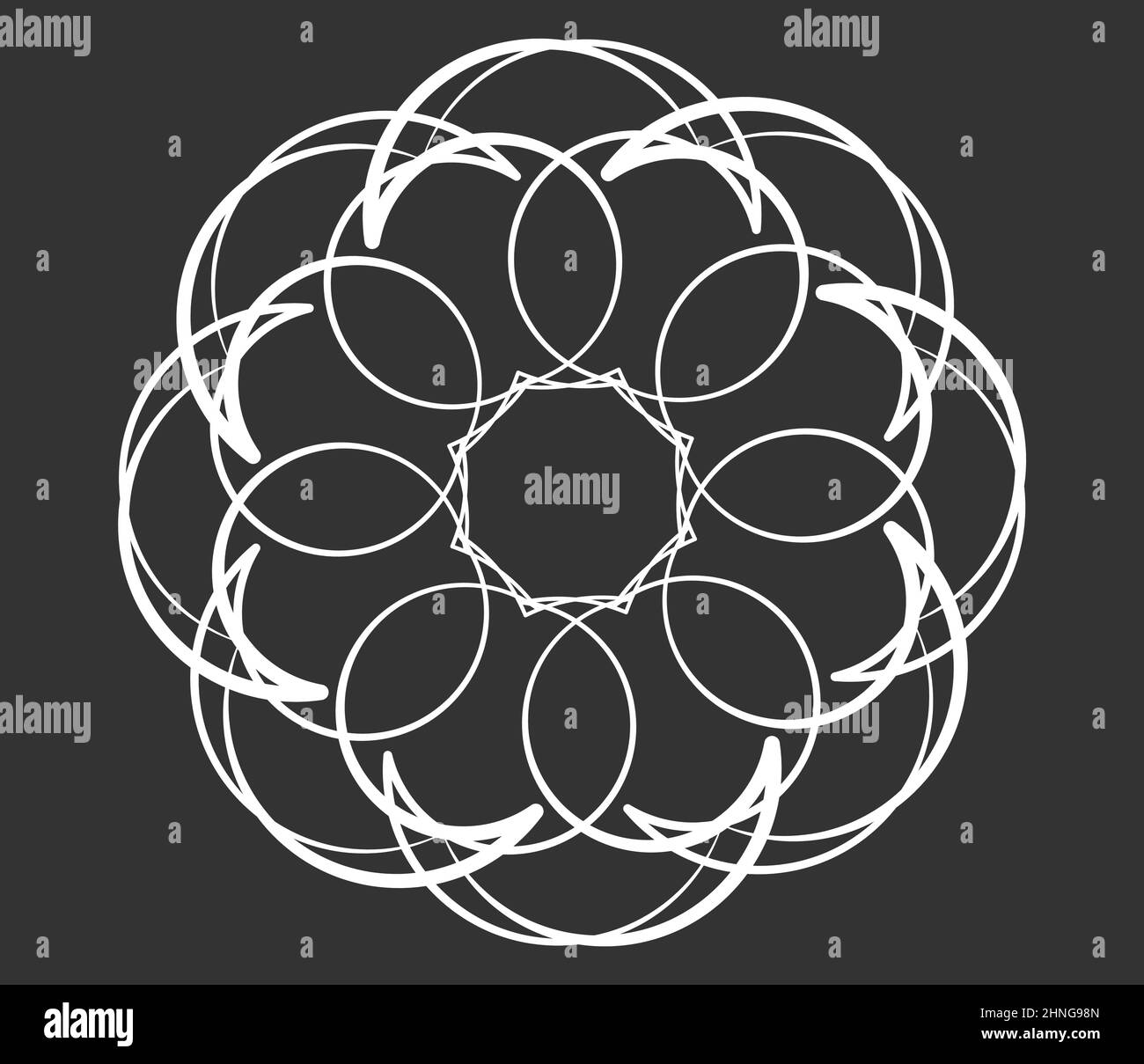 Radiating mandala. Circular geometric motif, icon, shape - stock vector ...