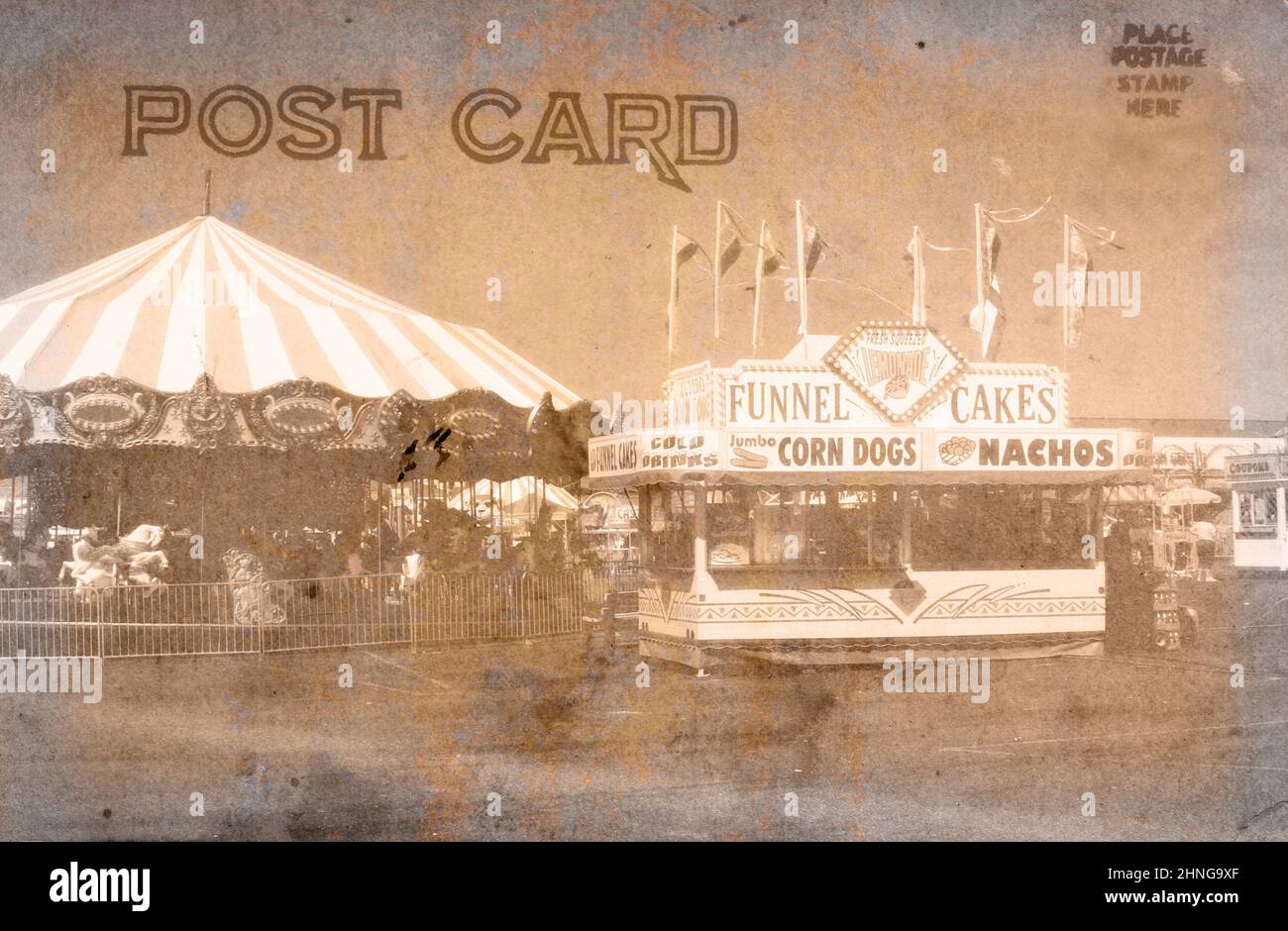 Vintage Grunge Style Postcard With Carnival Stock Photo