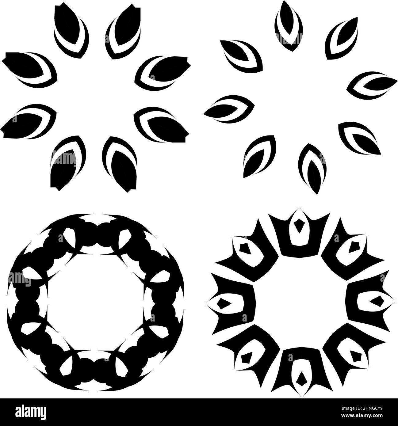 Symmetric, mirrored circular mandala, motif abstract geometric circle ...