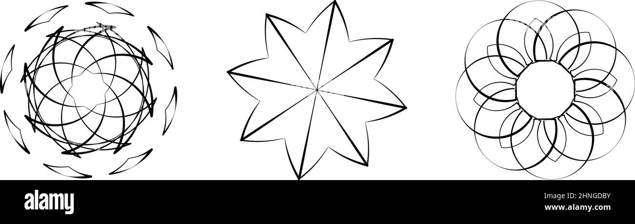 Radiating mandala. Circular geometric motif, icon, shape - stock vector ...