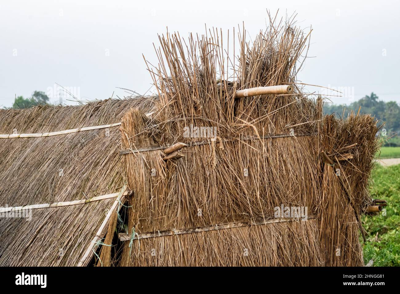 Strow Howse Close up shot of a straw house in the rural village Stock Photo - Alamy