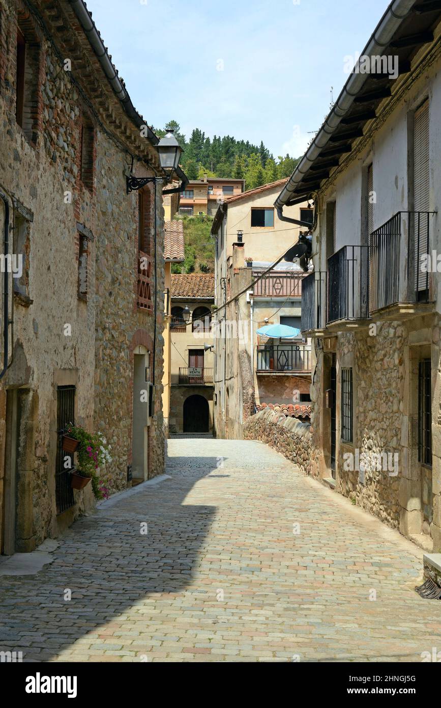 Old town of Ossor in the region of La Selva province of Gerona,Catalonia,Spain Stock Photo