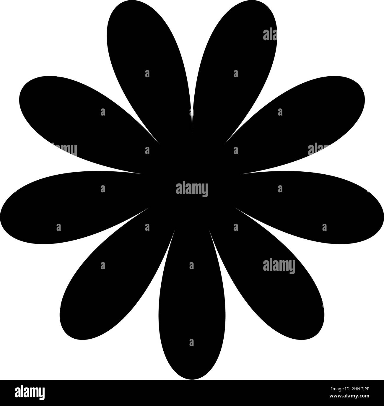 Simple flower, petals, plant leaf silhouette icon and symbol - stock