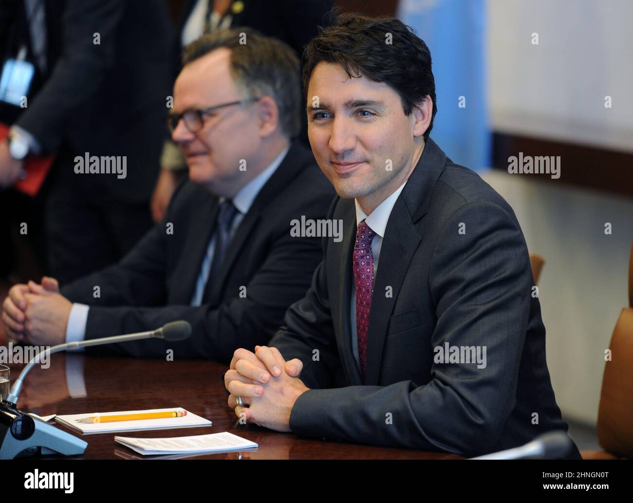 NEW YORK, NY - APRIL 06: Prime Minister of Canada Justin Trudeau speaks ...