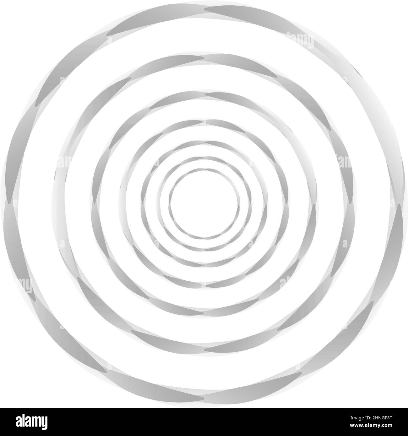 Abstract geometric circle, ring design element. Circular, concentric circlet. Swirl, twirl, spiral and vortex shape, icon, symbol - stock vector illus Stock Vector