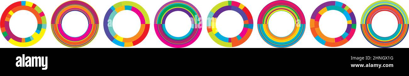 Set of abstract circle graphic. Geometric circle, ring design element ...