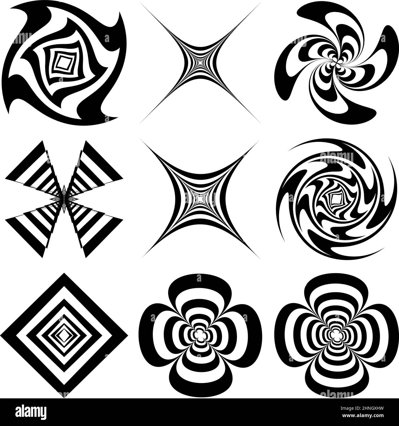 Abstract op-art element(s). Optical, visual art shapes, icons, symbols ...