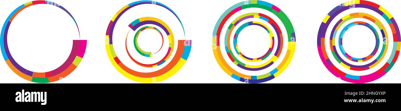 Set of abstract circle graphic. Geometric circle, ring design element ...