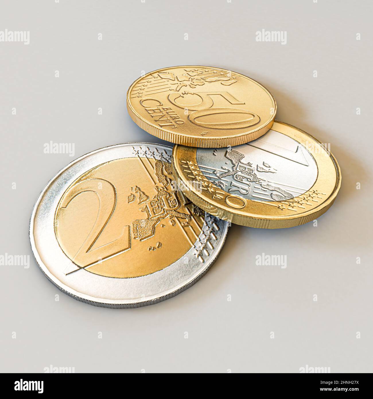 euro coins isolated on white background 3d illustration Stock Photo - Alamy