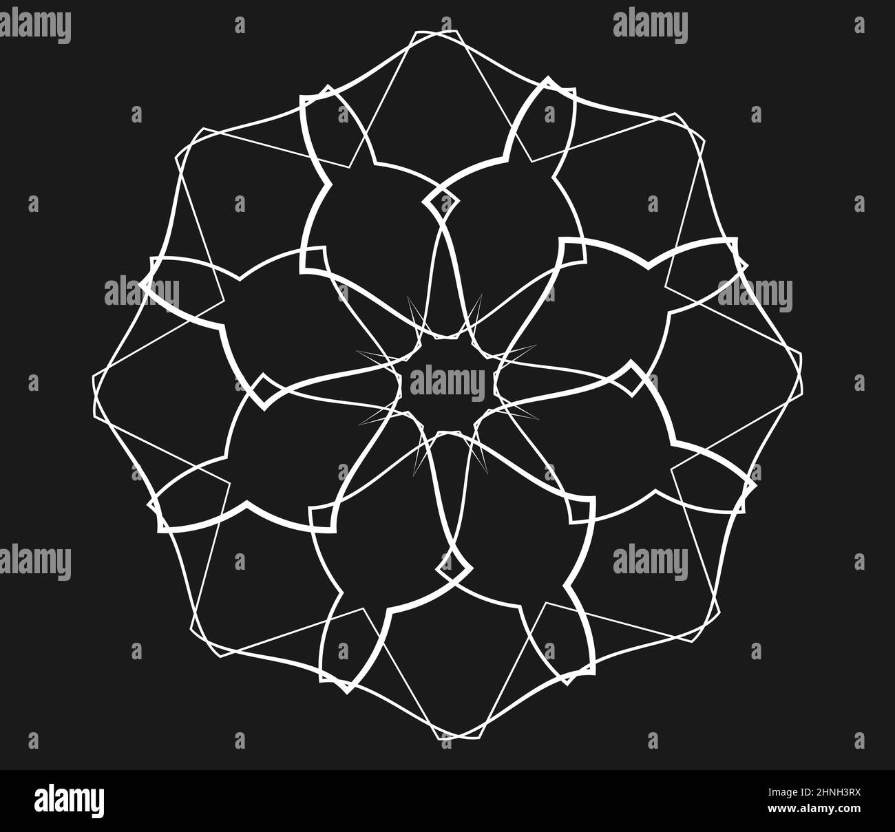 Radiating mandala. Circular geometric motif, icon, shape - stock vector ...