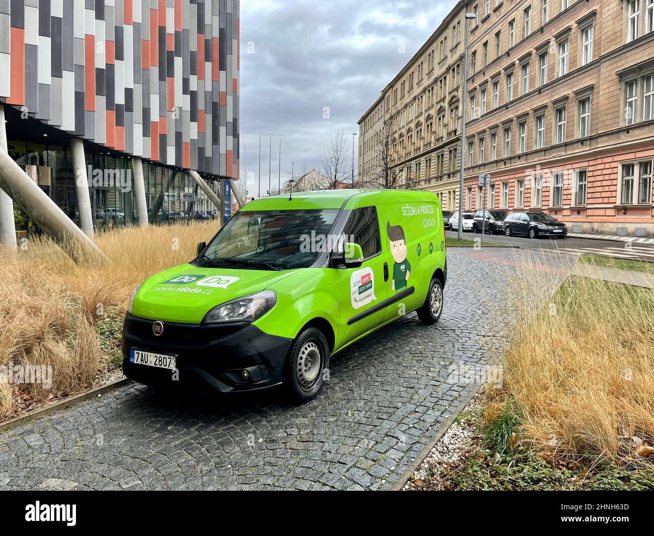 Prague, Czech Republic - February 16 2022: Green delivery van of the DoDo  transport company parked in Prague in Karlin Stock Photo - Alamy