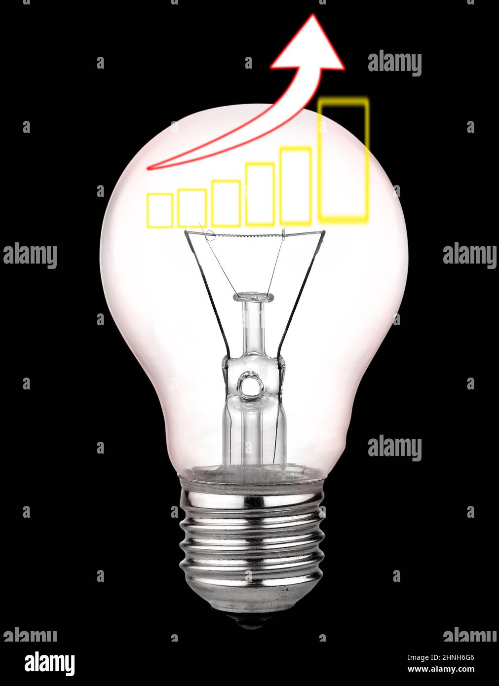 Lightbulb with electricity price increase chart Stock Photo Alamy