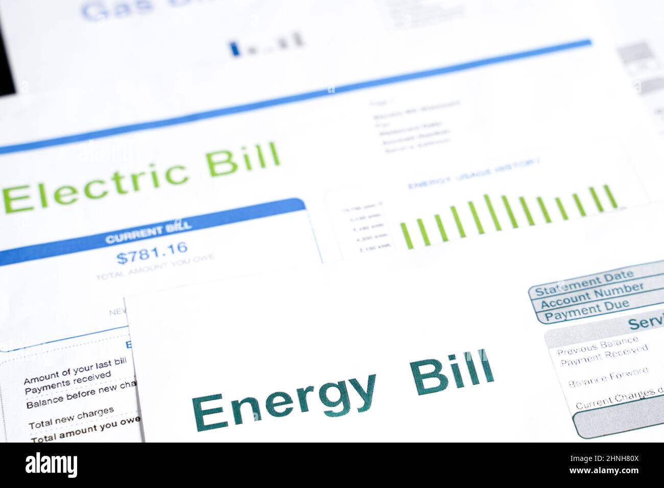 Monthly utility bills. Cost of utilities concept Stock Photo Alamy