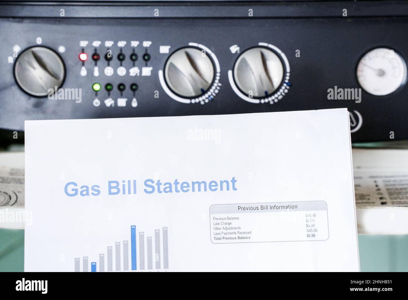 Monthly gas utility bills. Cost of utilities concept Stock Photo Alamy
