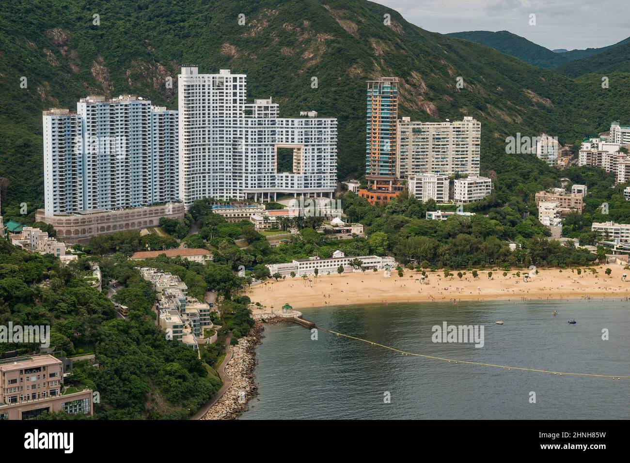 Aerial from helicopter showing Repulse Bay, Hong Kong Island, 2008 Stock Photo