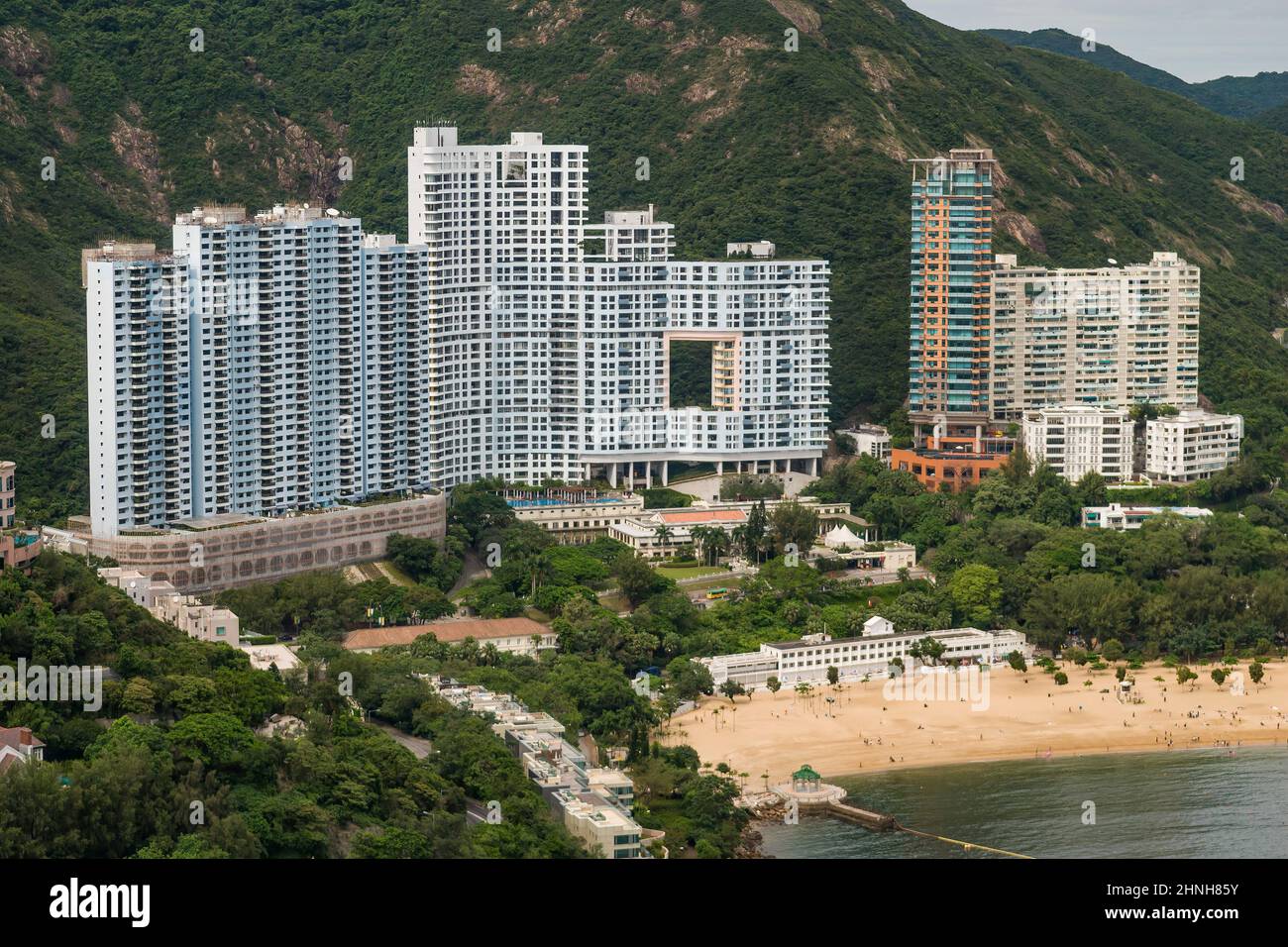 Aerial from helicopter showing Repulse Bay, Hong Kong Island, 2008 Stock Photo