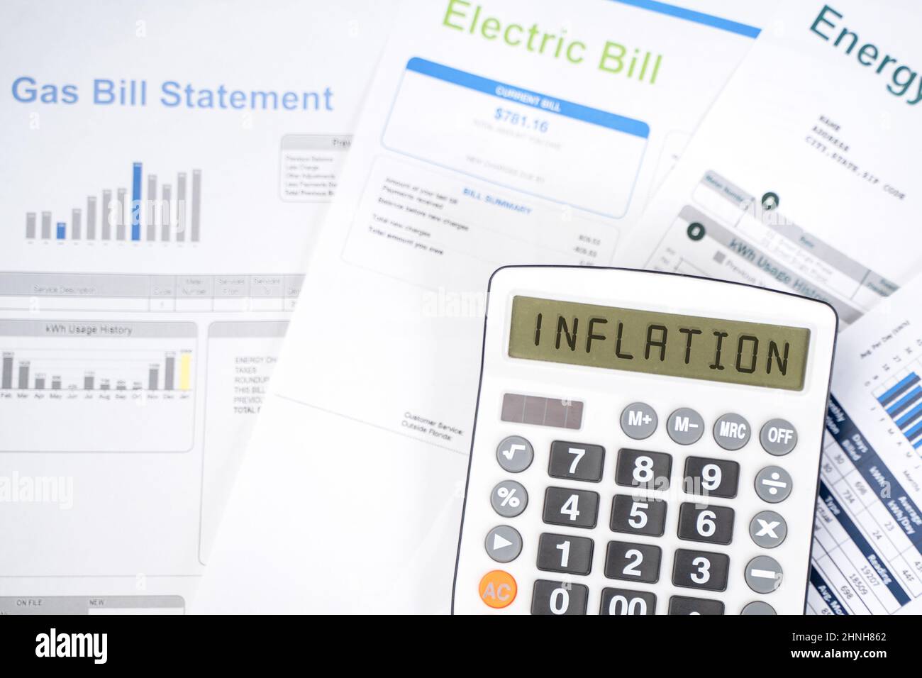 Inflation concept. Monthly utility bills. Cost of utilities concept