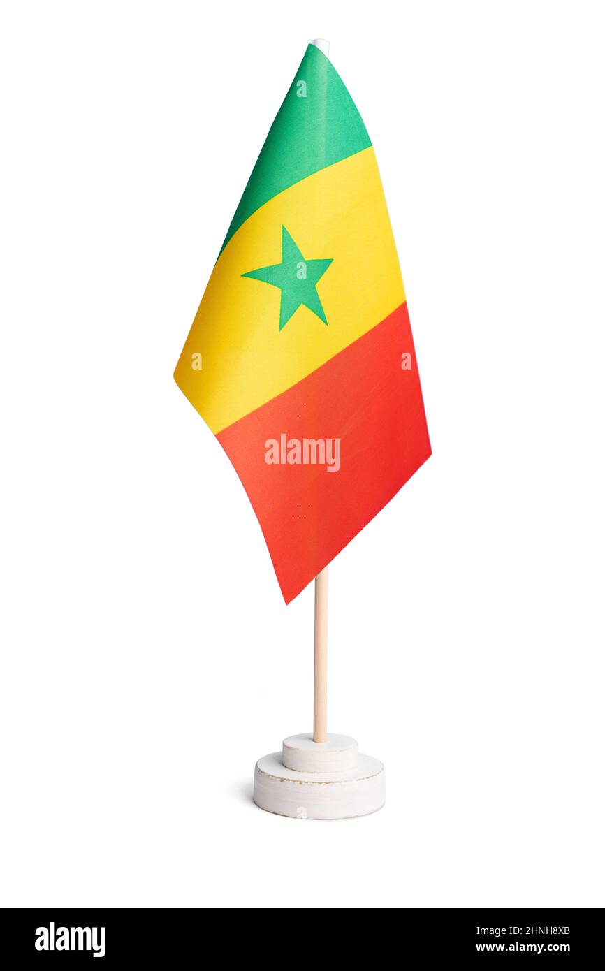 Small table flag of Senegal isolated on white background Stock Photo