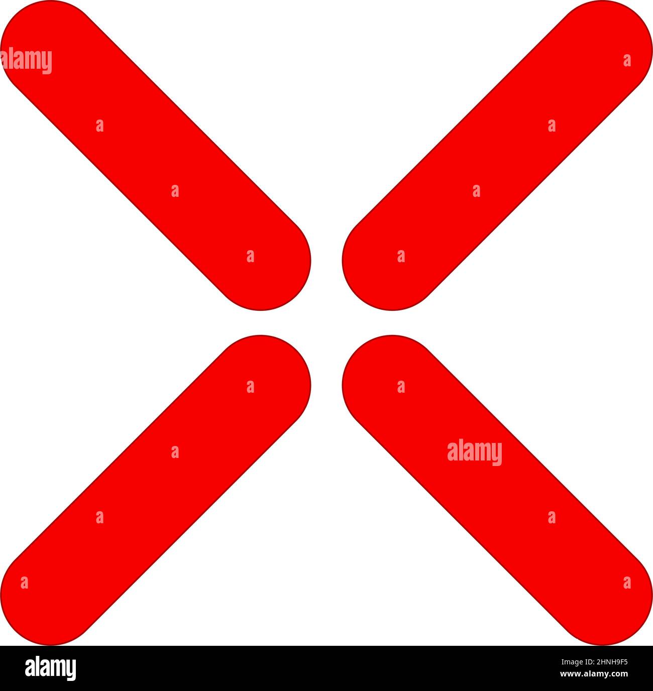 Red X sign, shape, letter. Crosshair, target mark, reticle concept icon