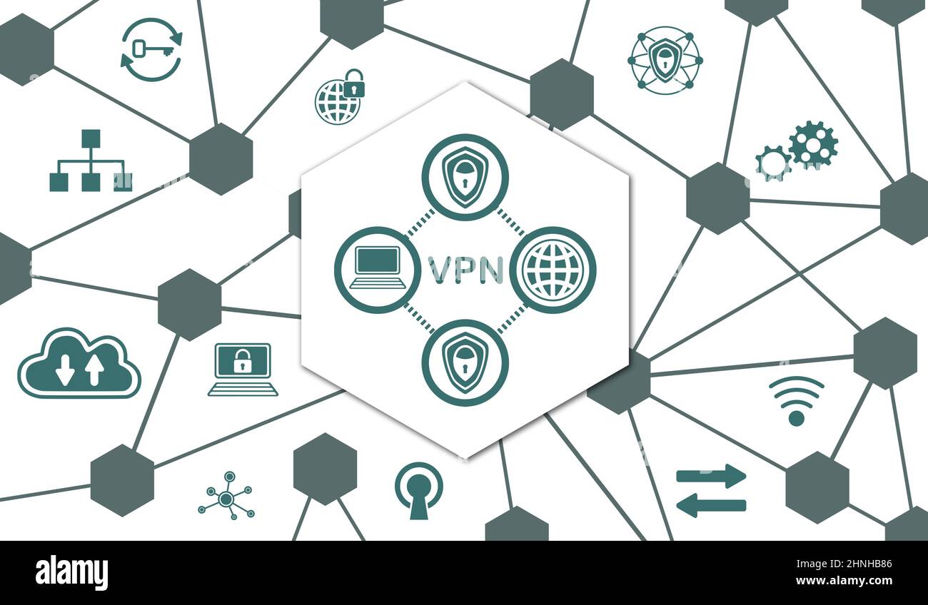 Concept of vpn with connected icons Stock Photo - Alamy