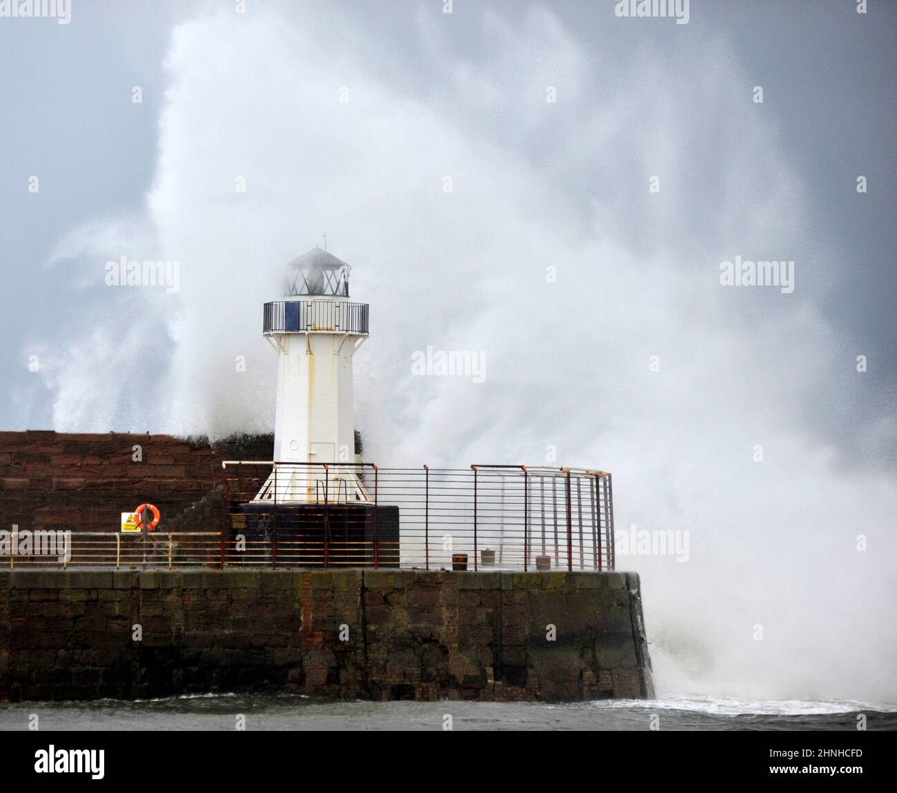 Storm Dudley hits Ardrossan harbour. Stock Photo