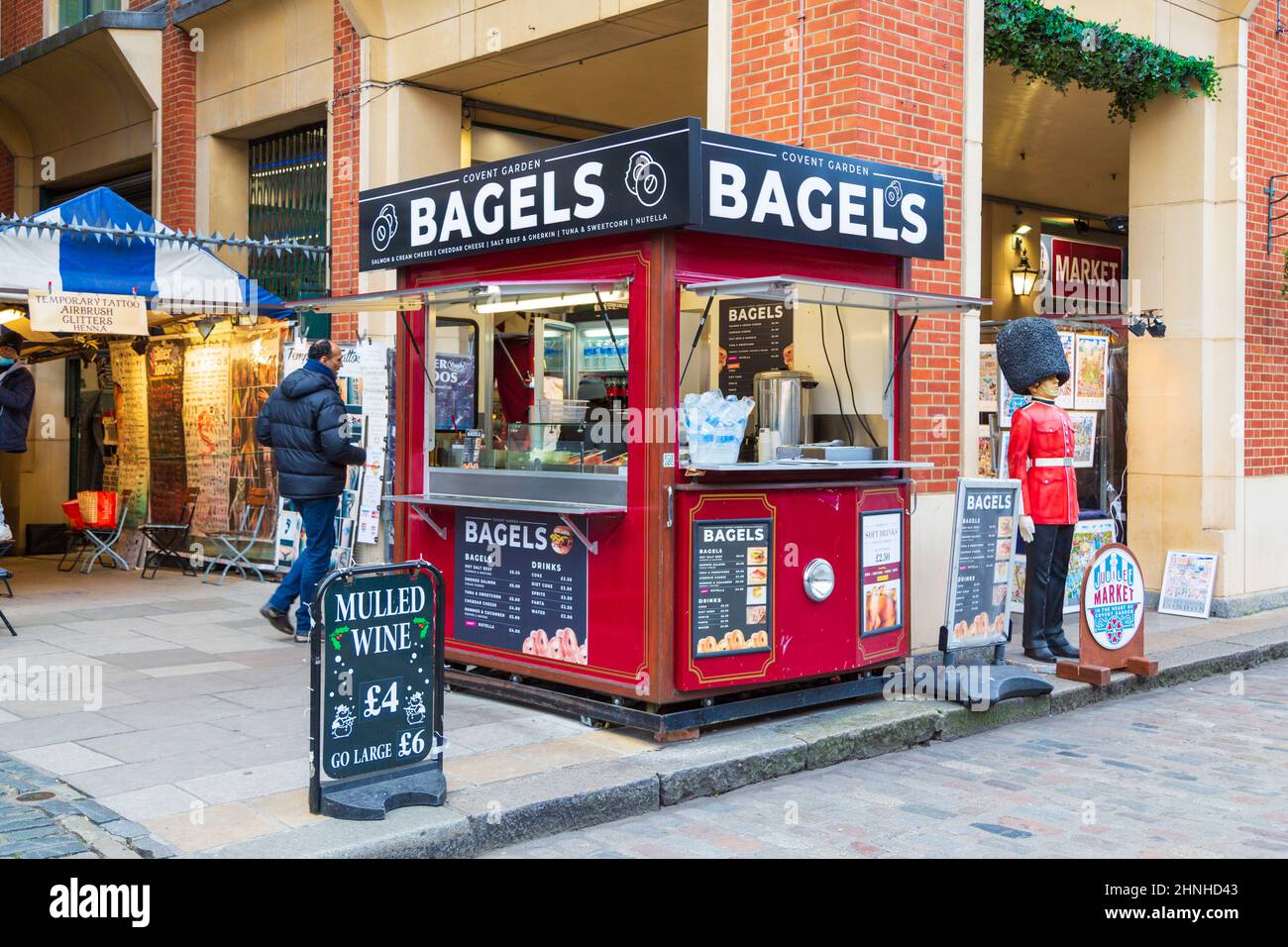 Bagels, covent garden market stall, london, uk Stock Photo
