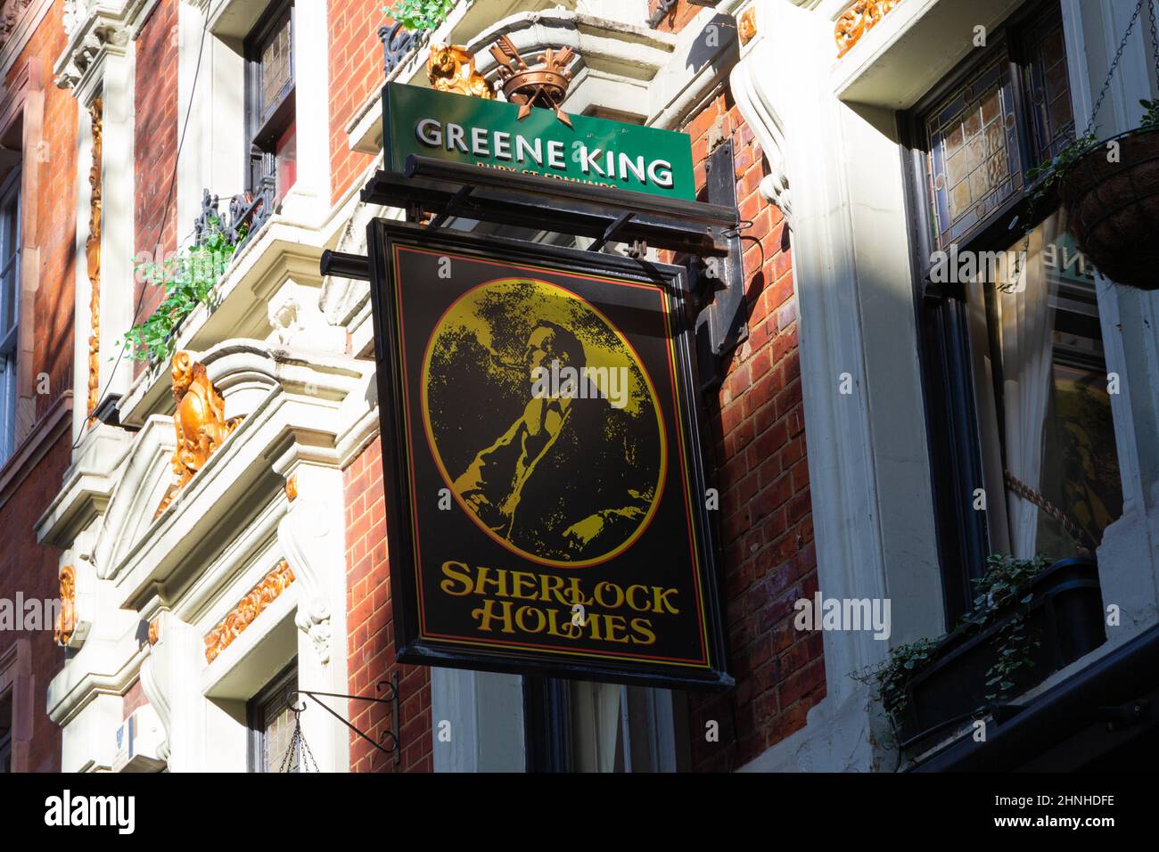 Sherlock holmes pub sign, london, uk Stock Photo