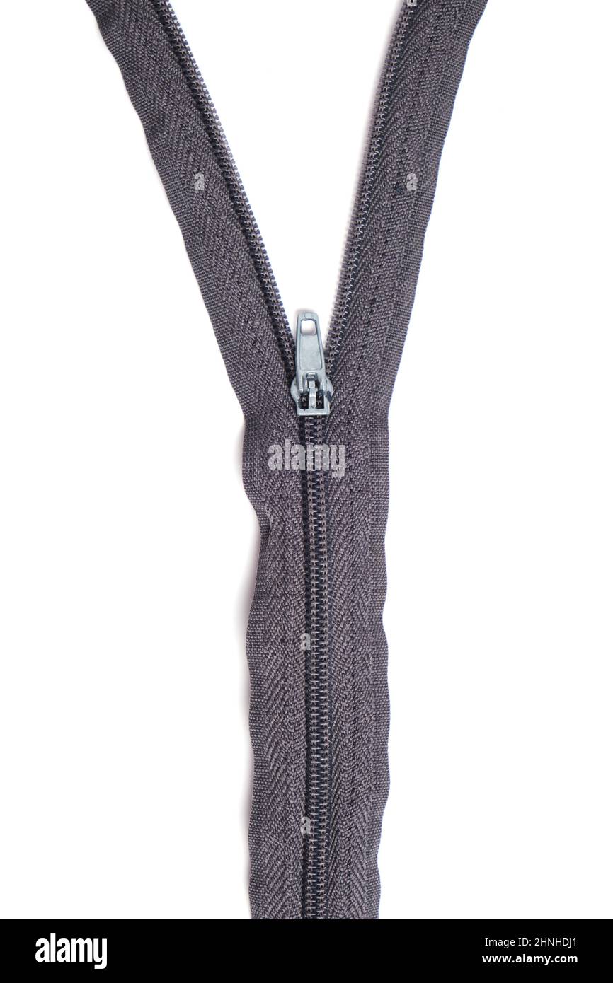 Zipper closure on a white background isolate Stock Photo