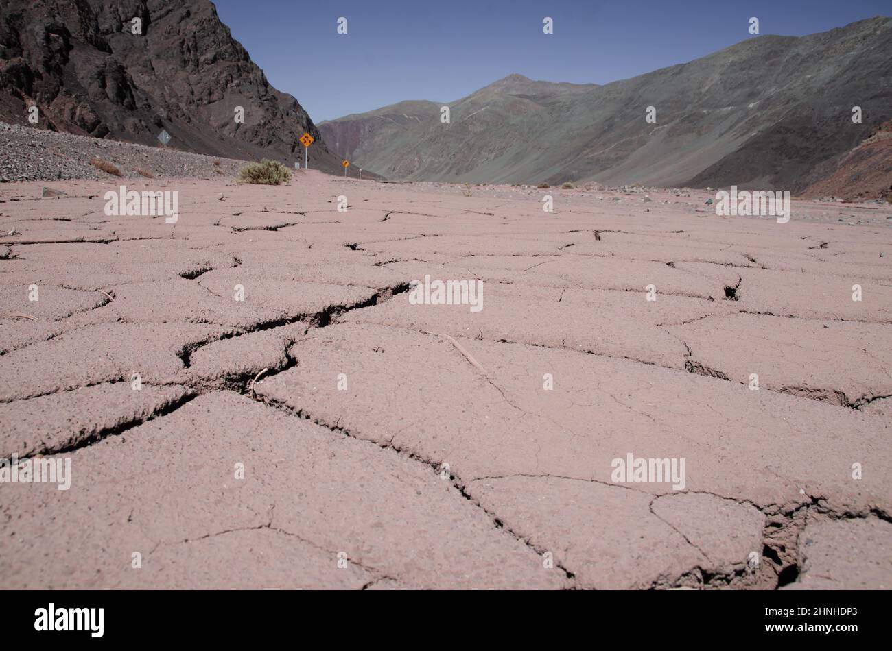 Dry soil and dissecation cracks near Copiapó, Atacama, Chile Stock Photo