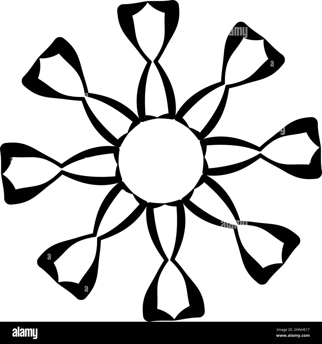 Radiating mandala. Circular geometric motif, icon, shape - stock vector ...