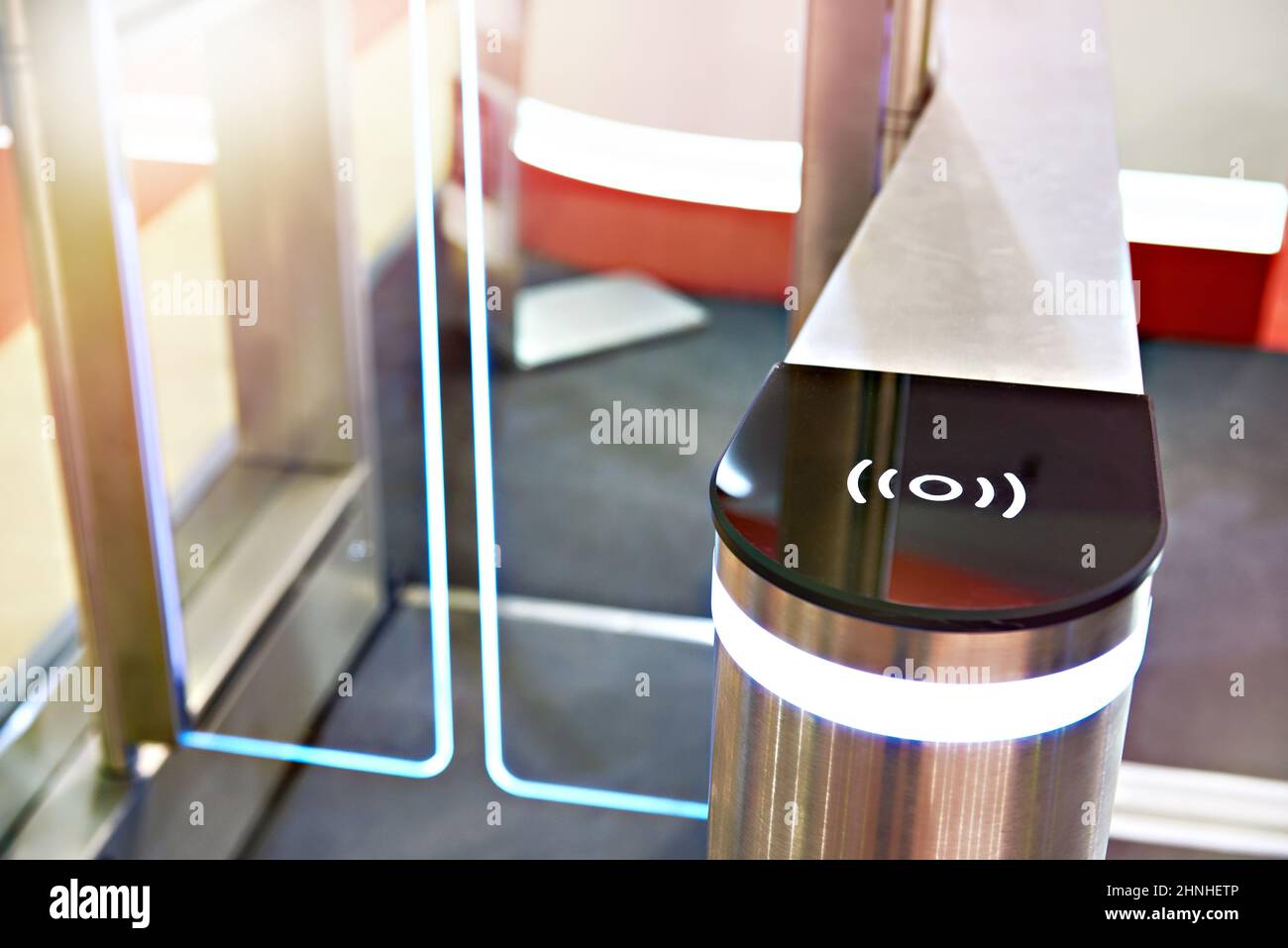 Modern baffle gate or turnstile Stock Photo Alamy