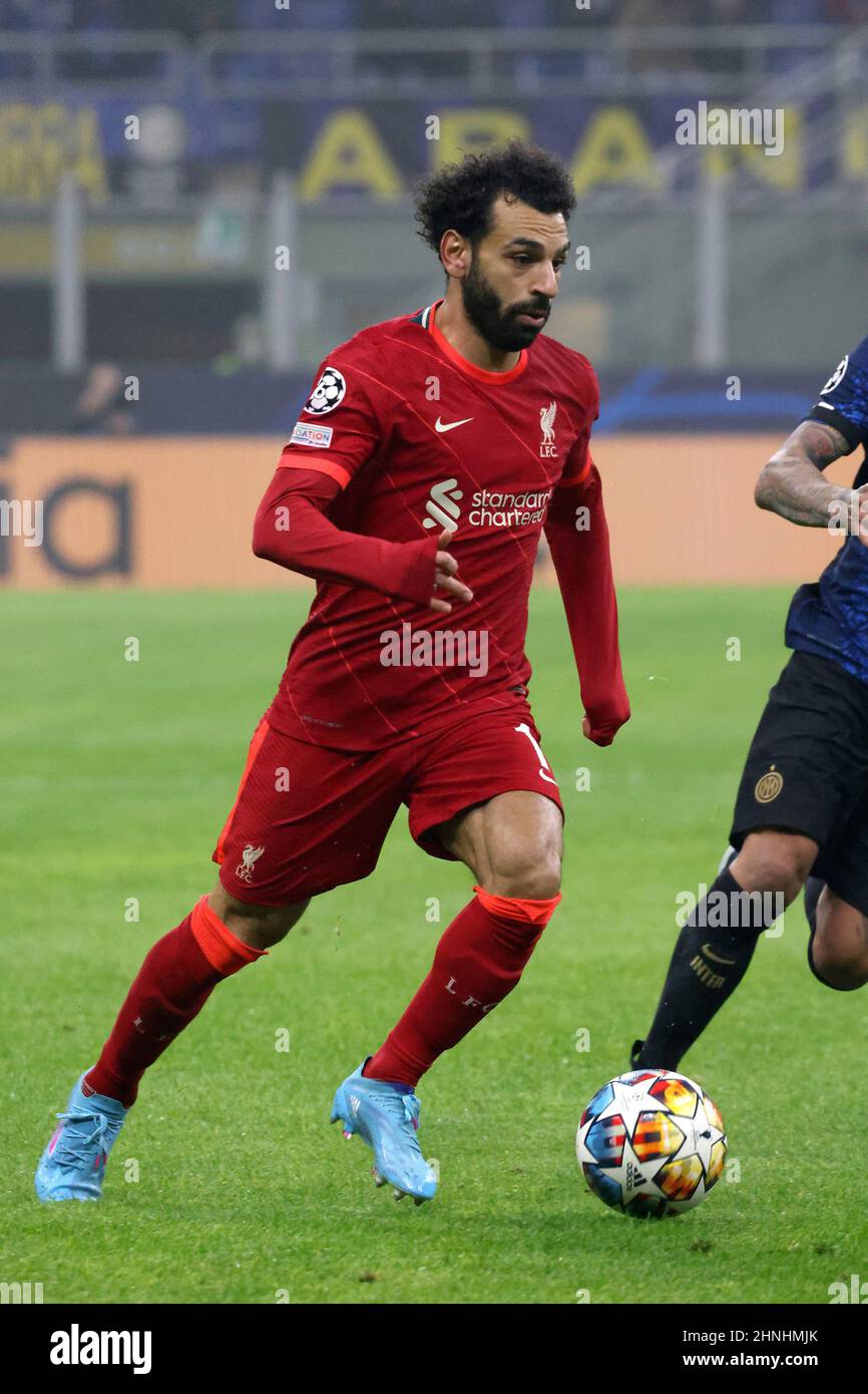 Stadium San Siro, Milan, Italy. 16th Feb, 2022. Champions League football, round of 16, 1st leg, Inter Milan versus Liverpool FC; MOHAMED SALAH, Liverpool Credit: Action Plus Sports/Alamy Live News Stock Photo