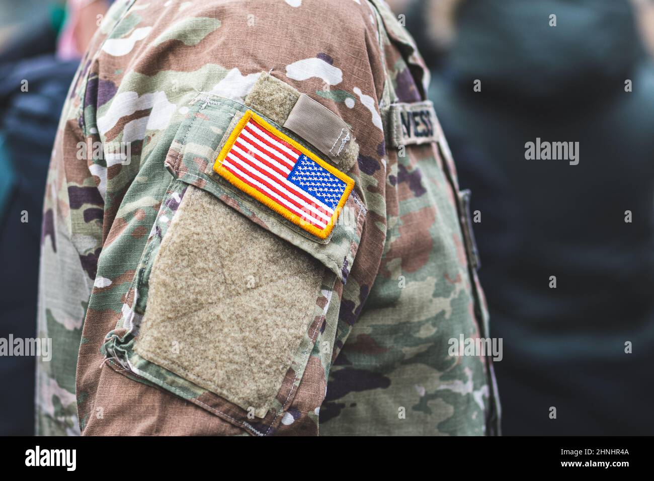 Flag of United States Marine Corps, USA or US army, on a soldier uniform Stock Photo