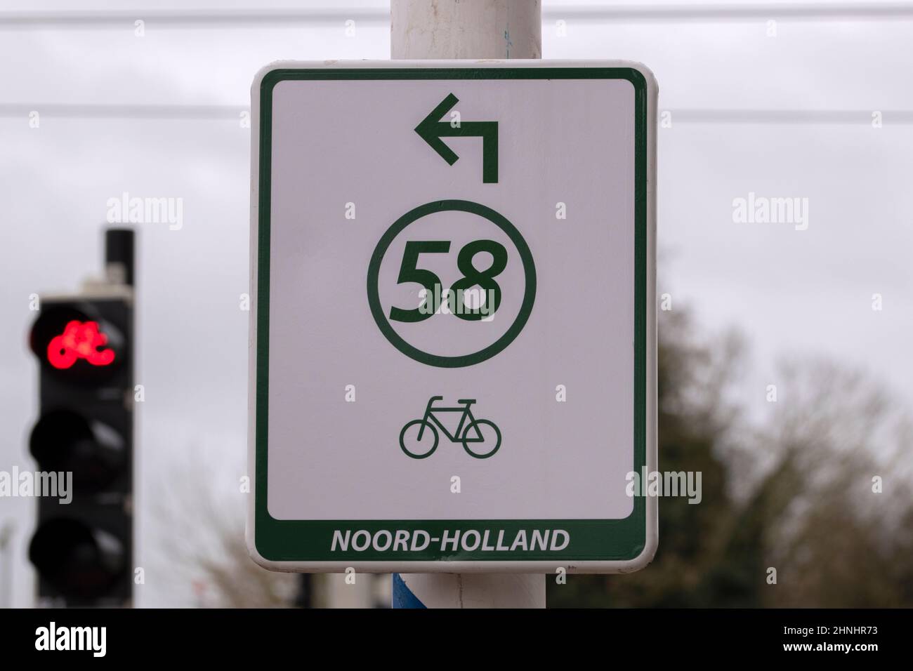 Sign Bicycle Route 58 At Diemen The Netherlands 16-2-2022 Stock Photo ...