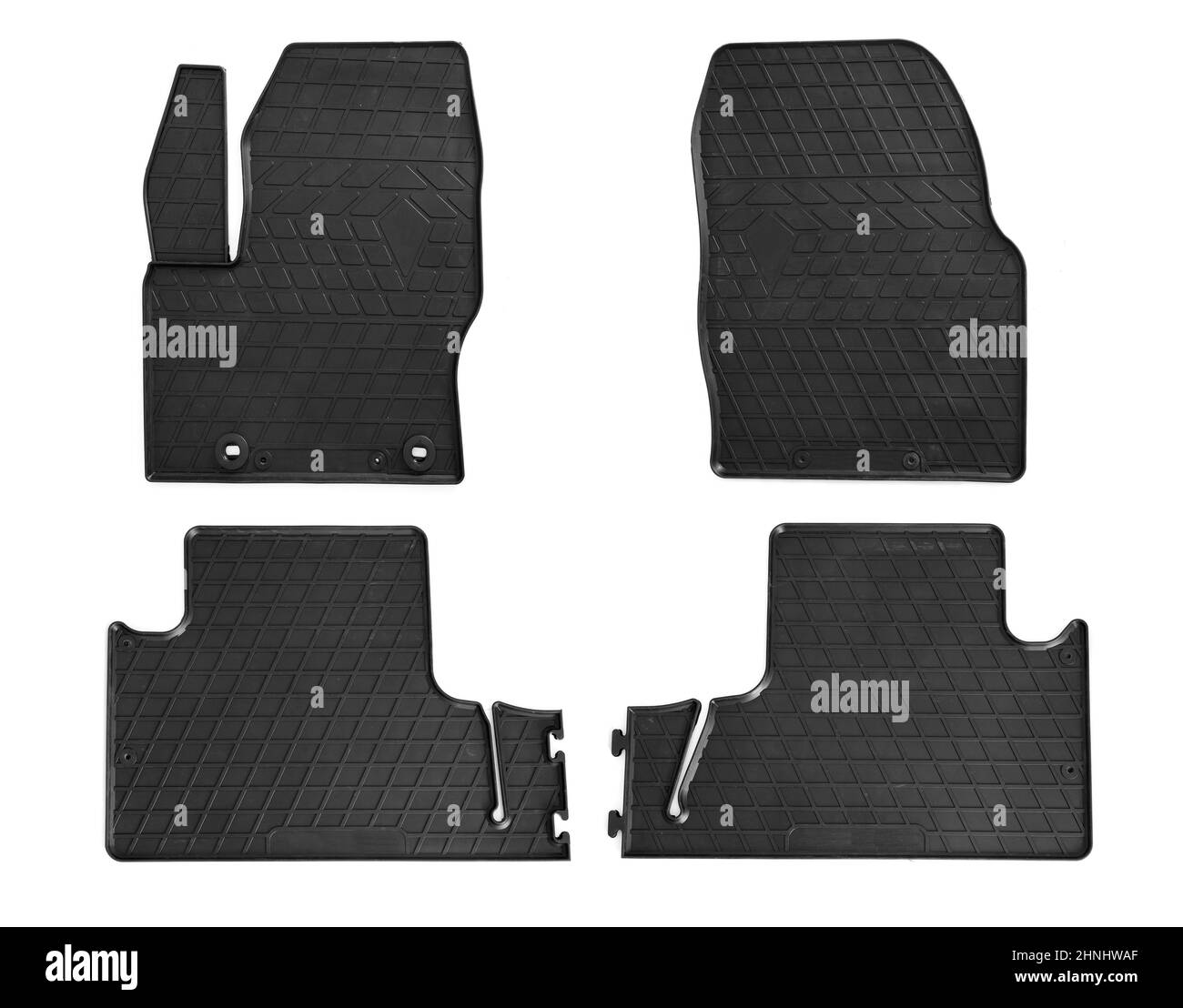 black rubber mats for car isolated on white Stock Photo