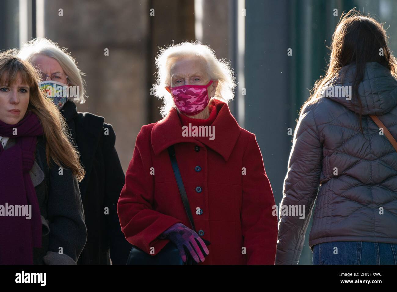 Shelagh Robertson (centre) arrives at Cambridge Magistrates' Court, after she was served a summons to appear at court for the offence of causing death by careless driving, following the death of five-month-old Louis Thorold on the A10 in Waterbeach, Cambridgeshire on January 22, 2021. Picture date: Thursday February 17, 2022. Stock Photo