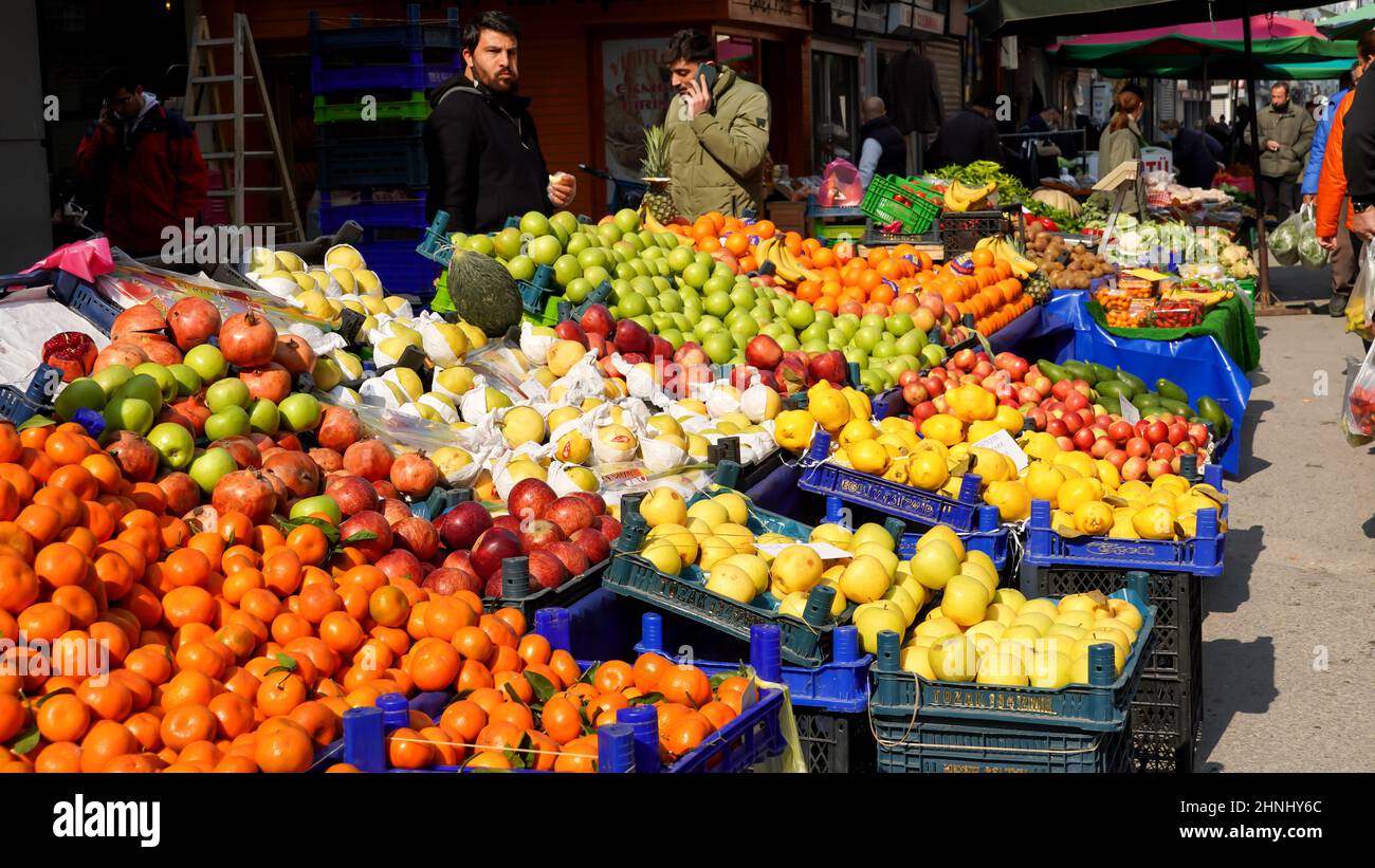 Izmir, Turkey, Turkey. 13th Feb, 2022. Random people at the street in daily life in Alsancak in Izmir. Country is known that majority of the population struggle with the high inflation. (Credit Image: © Idil Toffolo/Pacific Press via ZUMA Press Wire) Stock Photo