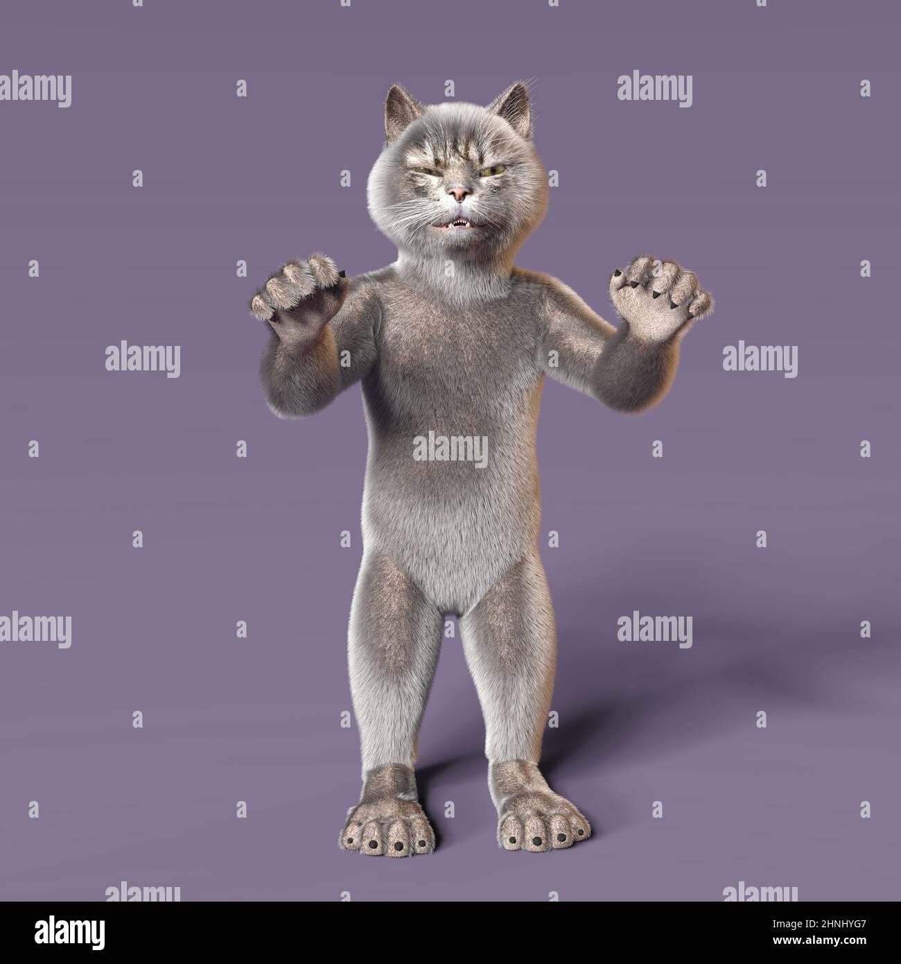 3Dillustration of a cute and funny cartoon cat scaring Stock Photo Alamy