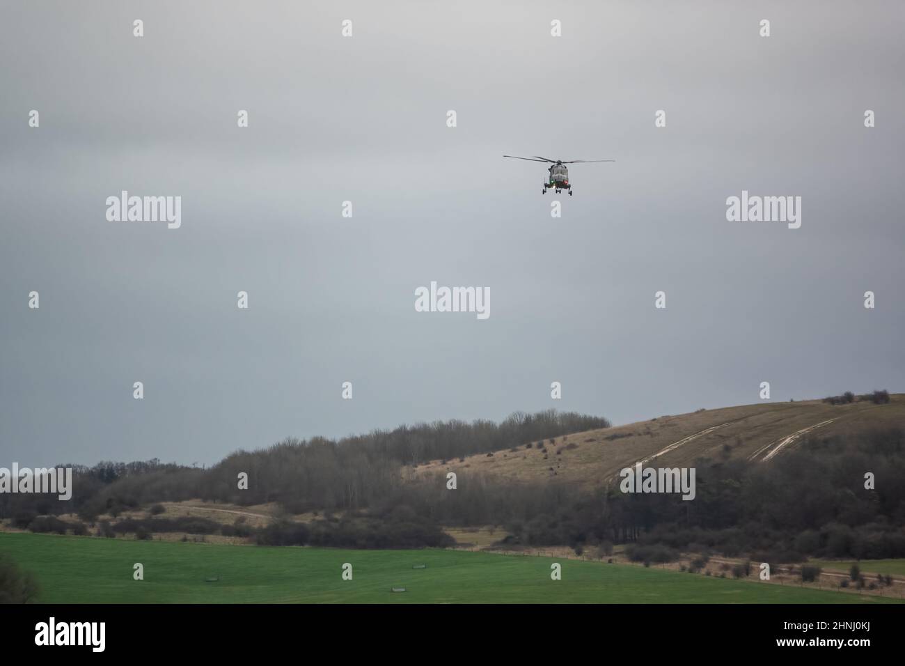 British army AgustaWestland AW159 Wildcat AH1 helicopter flying on ...