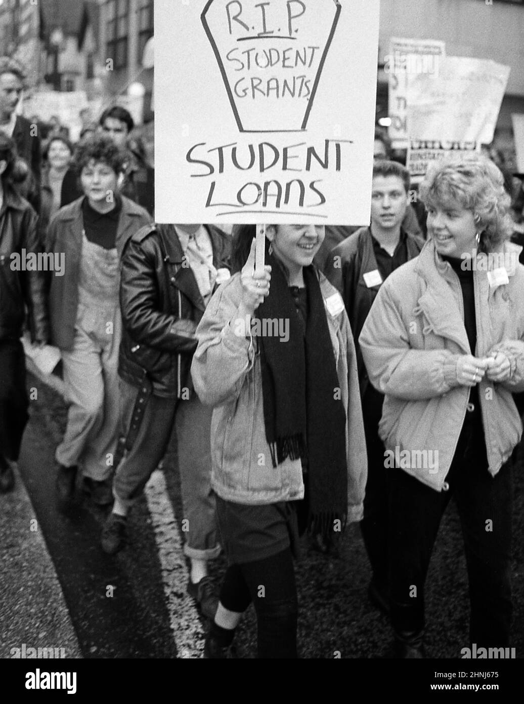 Student grants not loans demo, UK November 1988 Stock Photo