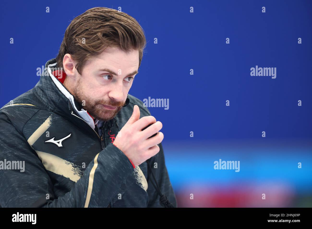 Beijing, China. 17th Feb, 2022. James Lind (JPN) Curling : Women's Round Robin match between Japan - Switzerland during the Beijing 2022 Olympic Winter Games at National Aquatics Centre in Beijing, China . Credit: Yohei Osada/AFLO SPORT/Alamy Live News Stock Photo