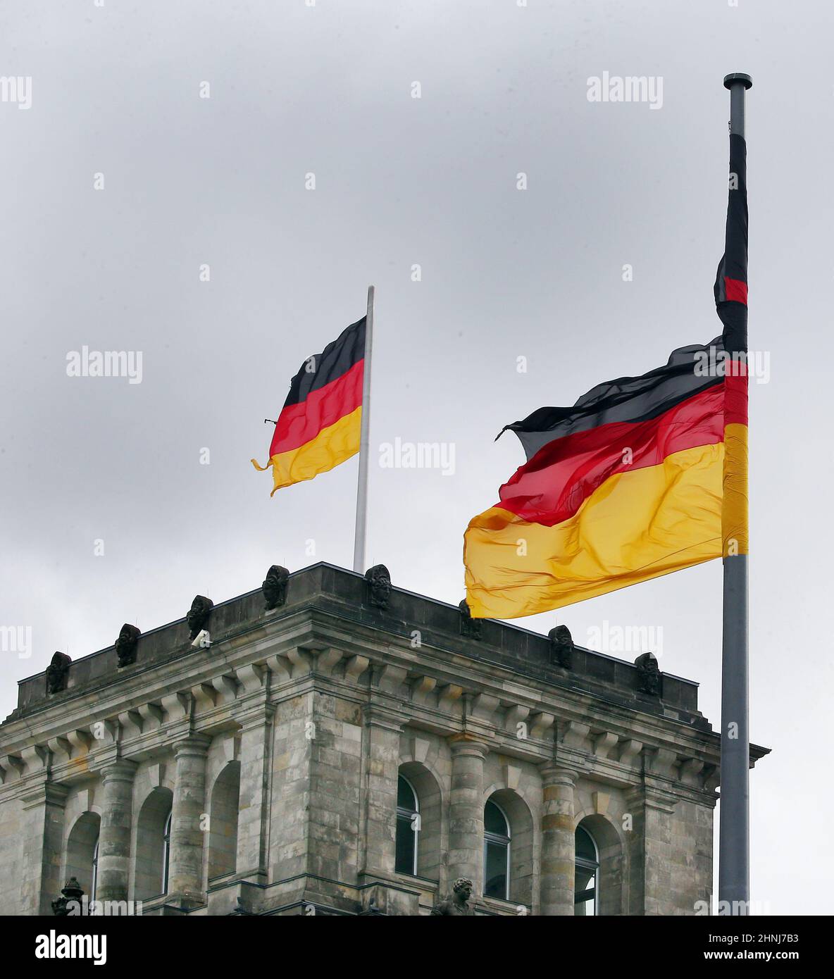 Berlin Germany 17th Feb 2022 Torn German Flags Are Flying In The berlin-germany-17th-feb-2022-torn-german-flags-are-flying-in-the