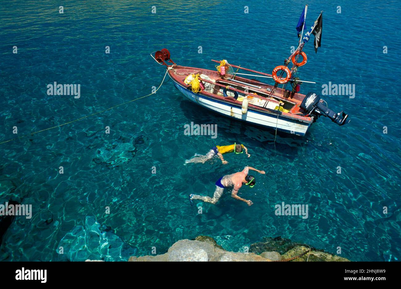 snorkeling near Plakias,  Crete, Greece, Europe Stock Photo
