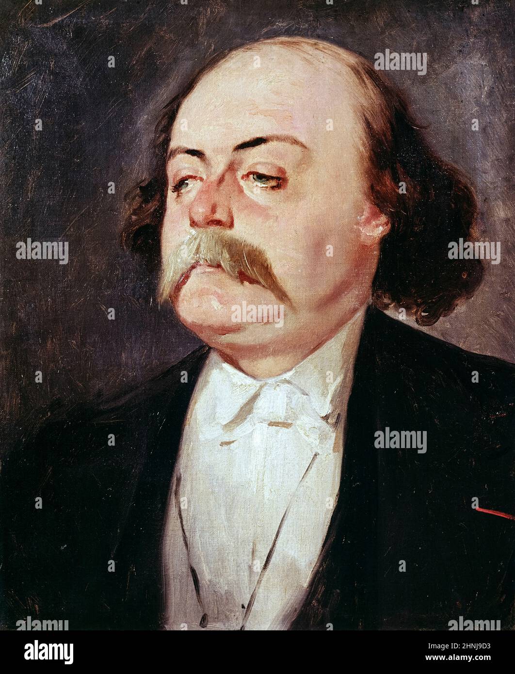 Gustave Flaubert (1821-1880) portrait by French painter Eugène Giraud (1806-1881) circa 1856. Gustave Flaubert was an influential French novelist whose works include Madame Bovary a seminal work of literary realism first published in serial form in 1856. Stock Photo