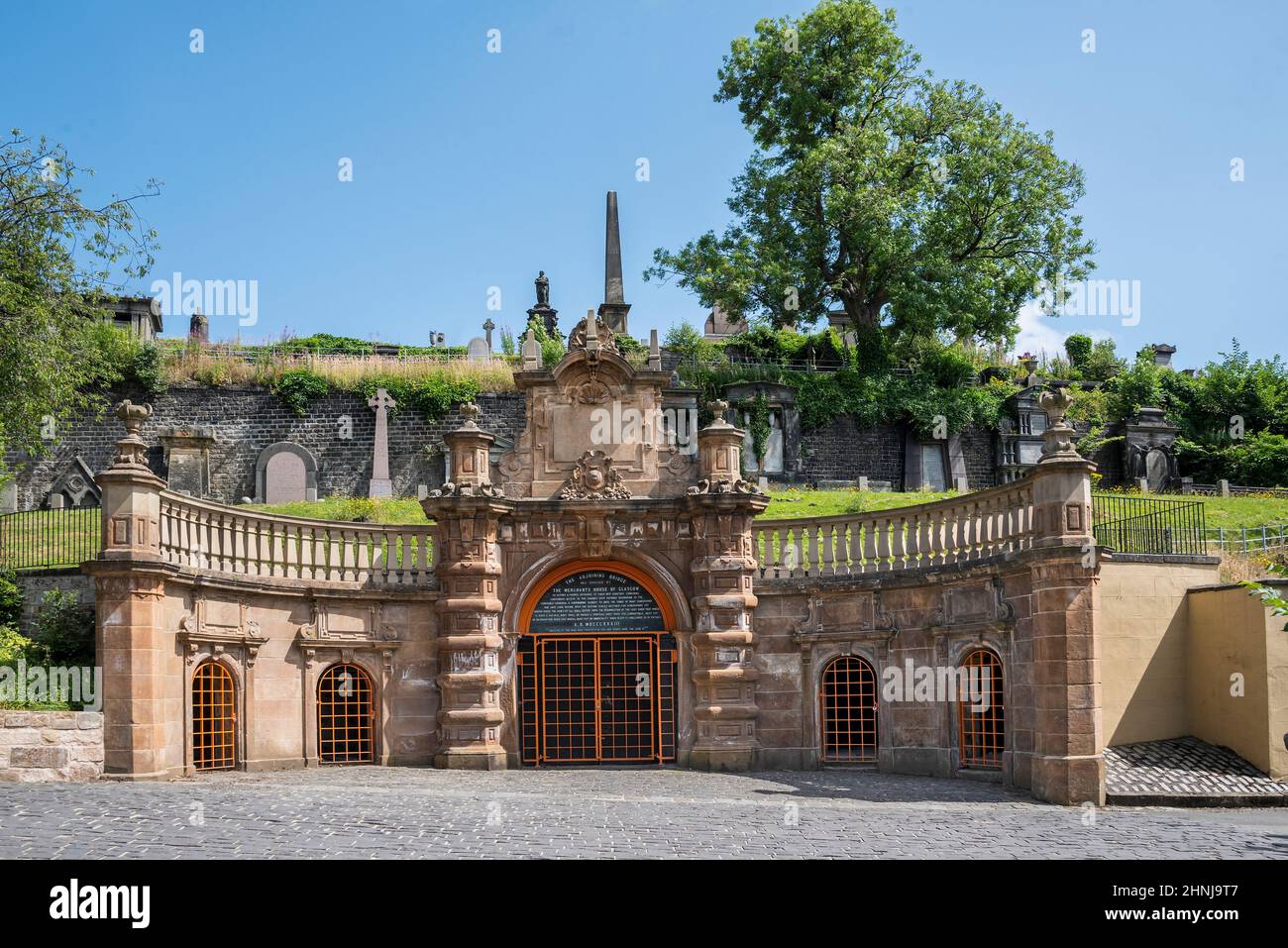 The Facade entrance to Glasgow Necropolis, Scotland. Stock Photo