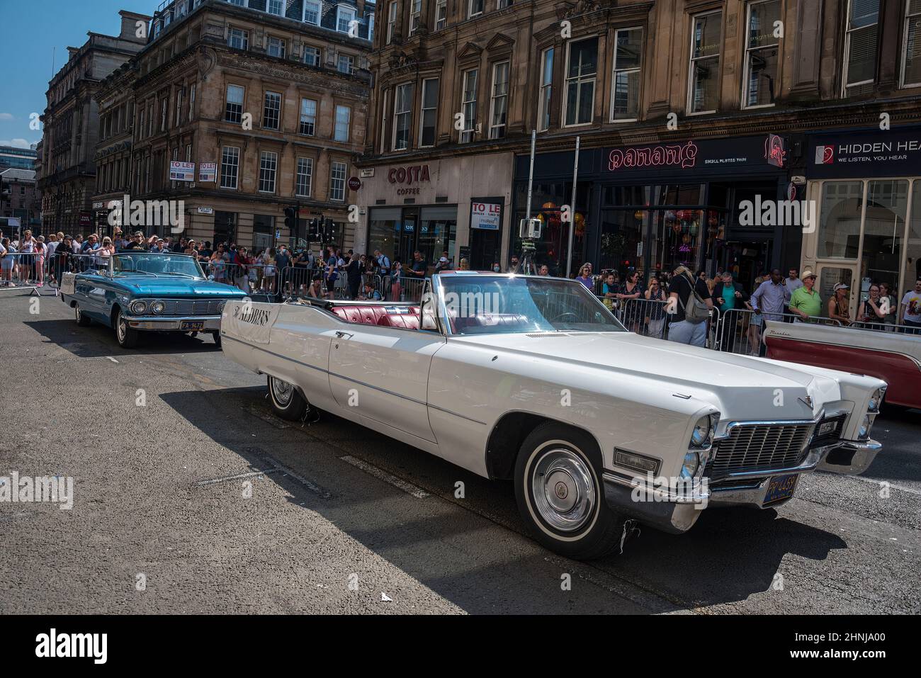New York City homcoming parade for first men on moon filming in Glasgow for Indiana Jone 5. Stock Photo