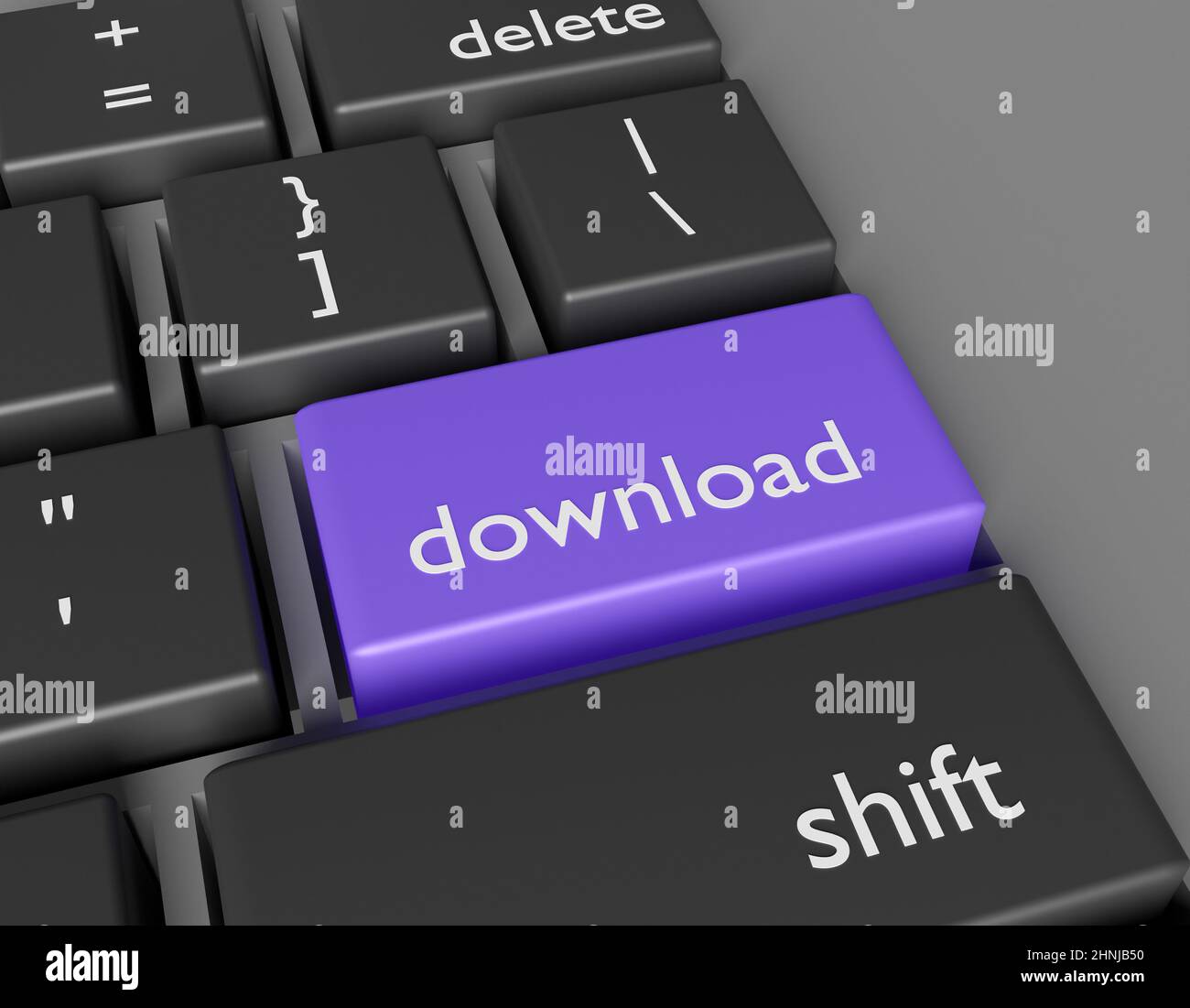 Internet concept. Word Download on button of computer keyboard. 3d rendering Stock Photo