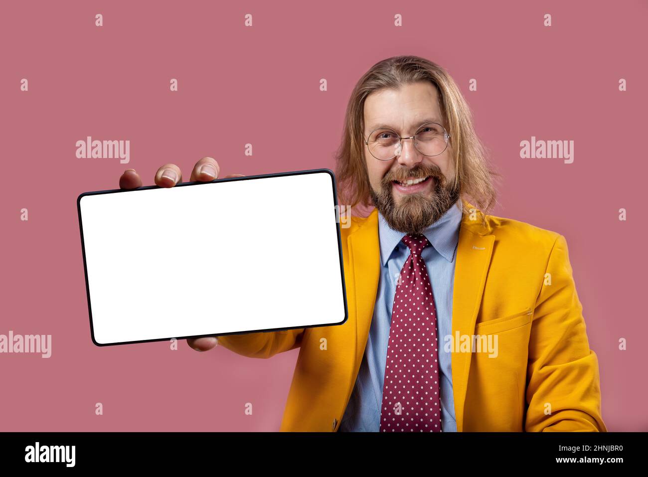 Man in studio with tablet Stock Photo