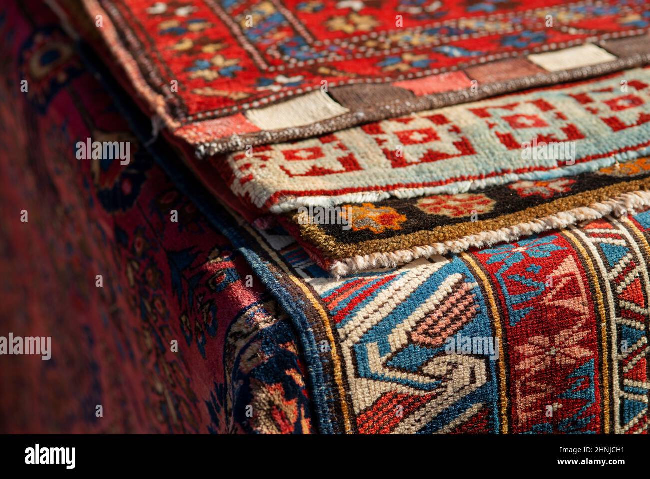 Pile of Colorful Vintage Carpets Stock Photo Alamy