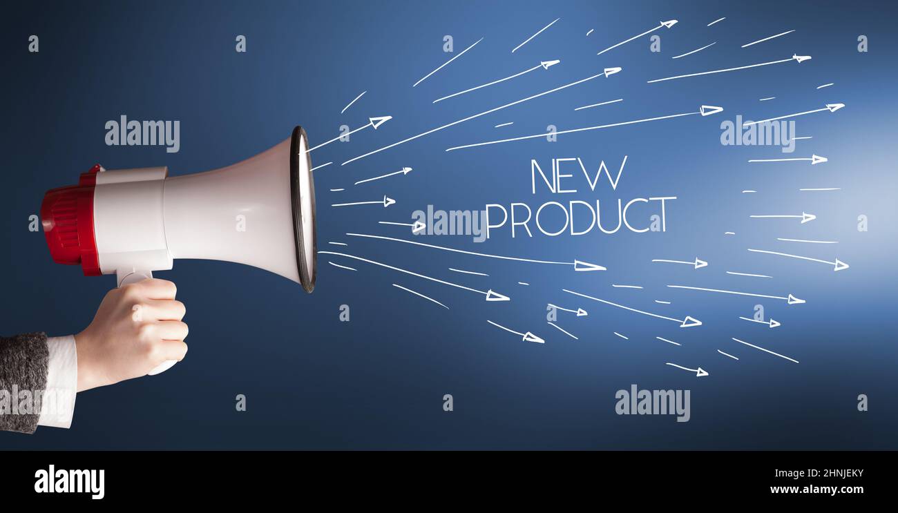 Young girl screaming to megaphone Stock Photo Alamy